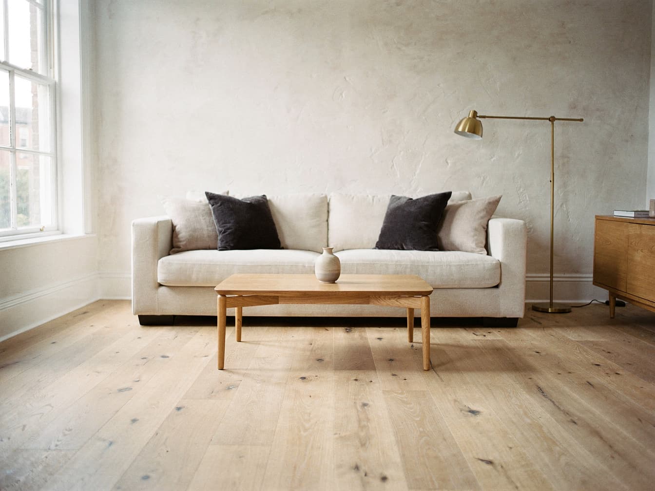 Engineered oak flooring in a living room